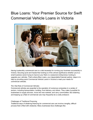 Business Loan in Victoria