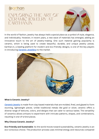 Discover Stunning Ceramic Jewelry - Earthan