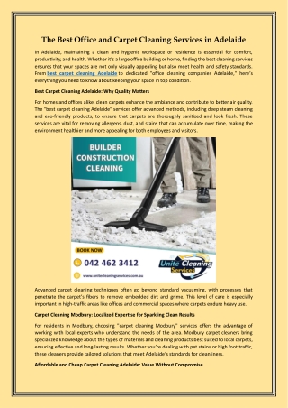 The Best Office and Carpet Cleaning Services in Adelaide