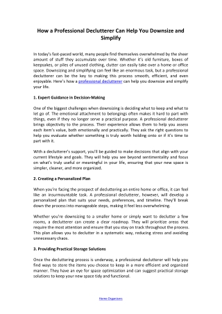 how a professional declutterer can help