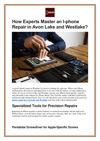 How Experts Master an I-phone Repair in Avon Lake and Westlake?