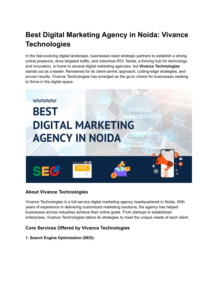 best digital marketing agency in noida vivance