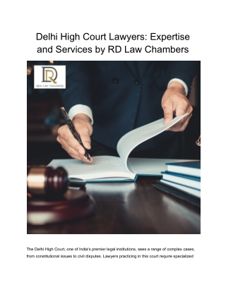 Delhi High Court Lawyers_ Expertise and Services by RD Law Chambers