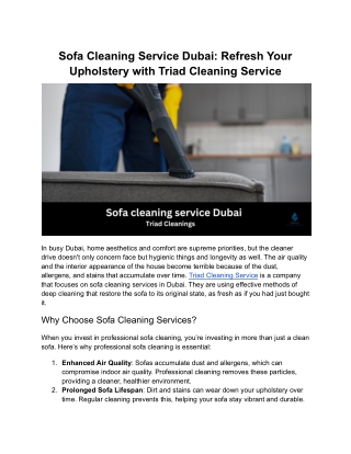 Sofa cleaning service Dubai