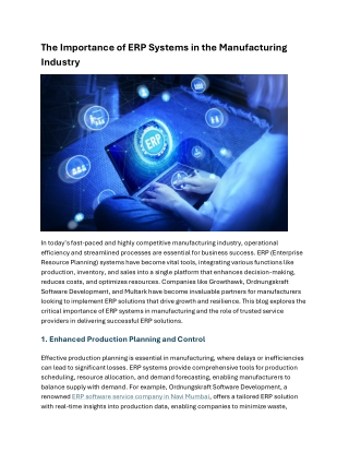 The Importance of ERP Systems in the Manufacturing Industry