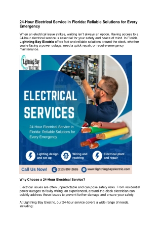 24-Hour Electrical Service in Florida Reliable Solutions for Every Emergency