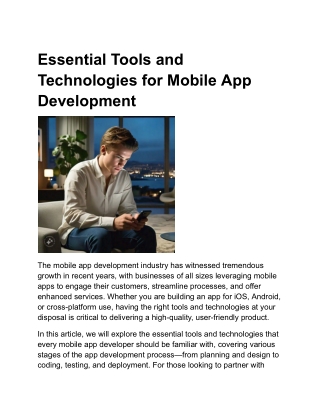 Essential Tools and Technologies for Mobile App Development