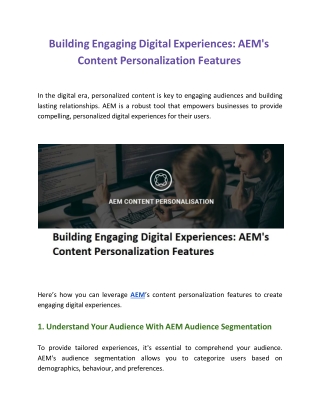 Building Engaging Digital Experiences: AEM's Content Personalization Features