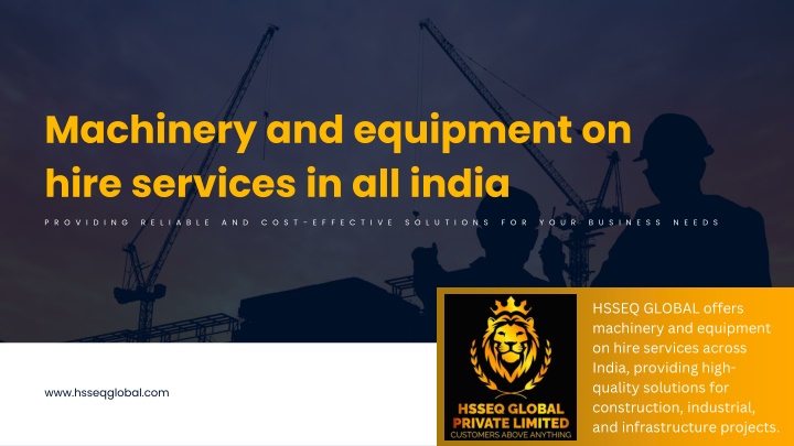 machinery and equipment on hire services