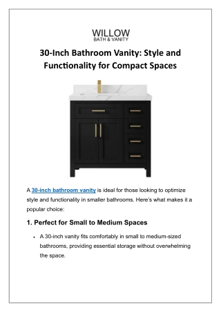 30-Inch Bathroom Vanity: Style and Functionality for Compact Spaces