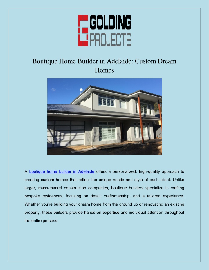 boutique home builder in adelaide custom dream