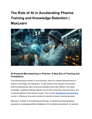 the role of ai in accelerating pharma training