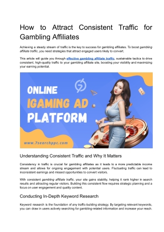 How to Attract Consistent Traffic for Gambling Affiliates