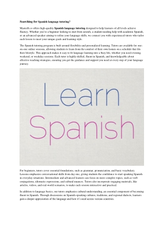 Searching for Spanish language tutoring?