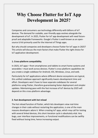 Why Choose Flutter for IoT App Development in 2025