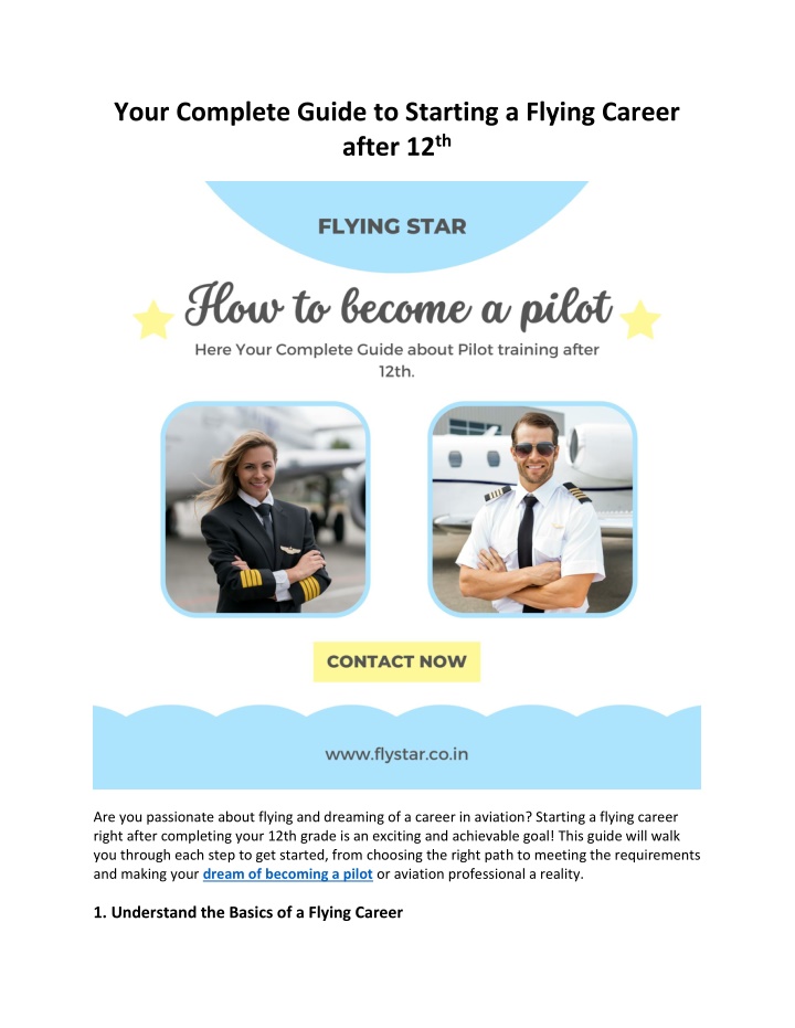 your complete guide to starting a flying career