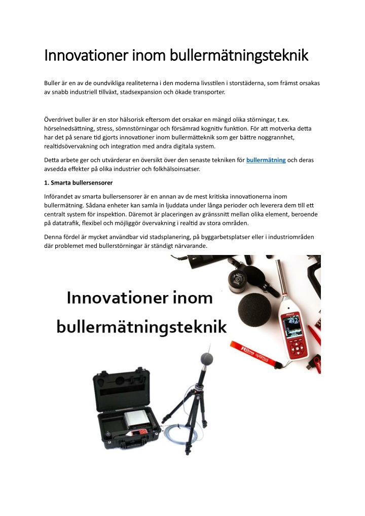 innovationer inom bullerm tningsteknik