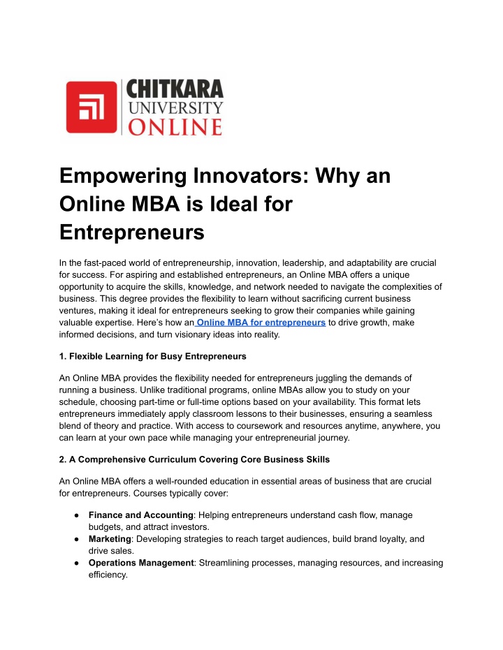 empowering innovators why an online mba is ideal