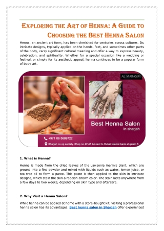 Exploring the Art of Henna - A Guide to Choosing the Best Henna Salon