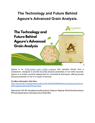 The Technology and Future Behind Agsure’s Advanced Grain Analysis