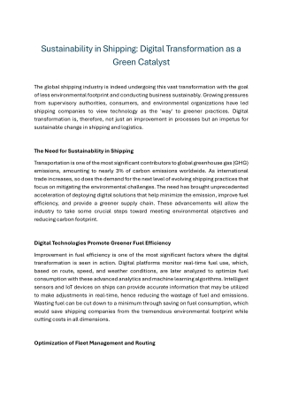 sustainability in shipping digital transformation