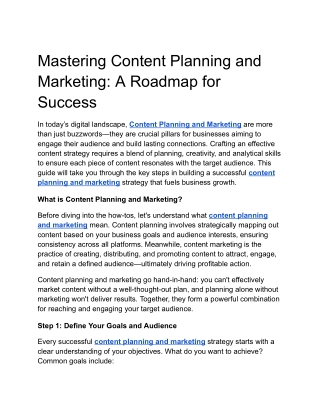 mastering content planning and marketing
