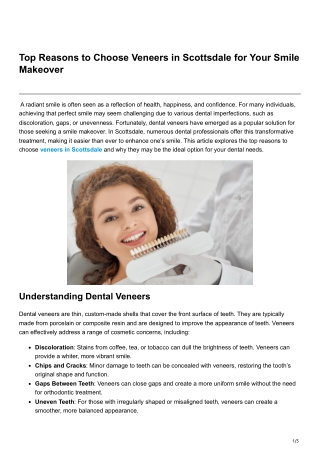 Top Reasons to Choose Veneers in Scottsdale for Your Smile Makeover