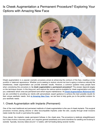 is cheek augmentation a permanent procedure