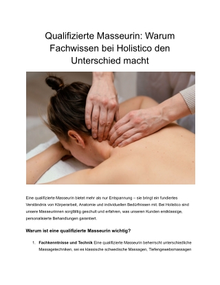 Qualifizierte Masseurin_ Warum Fachwissen bei Holistico den Unterschied macht