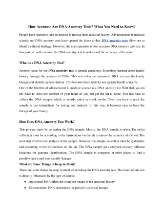 How Accurate Are DNA Ancestry Tests