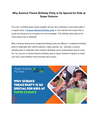 Why Science-Theme Birthday Party is So Special for Kids at Super Science