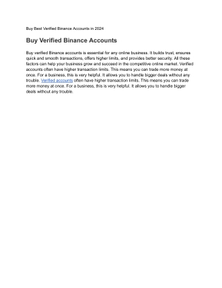 Top Unique Site to Buy Verified Binance Accounts