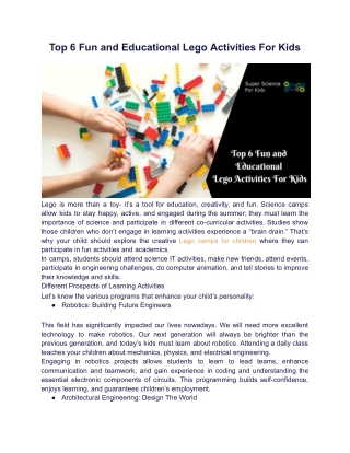 Top 6 Fun and Educational Lego Activities For Kids