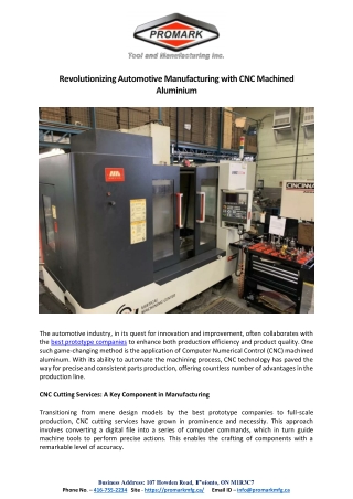 Revolutionizing Automotive Manufacturing with CNC Machined Aluminum