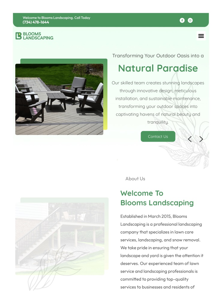 welcome to blooms landscaping call today