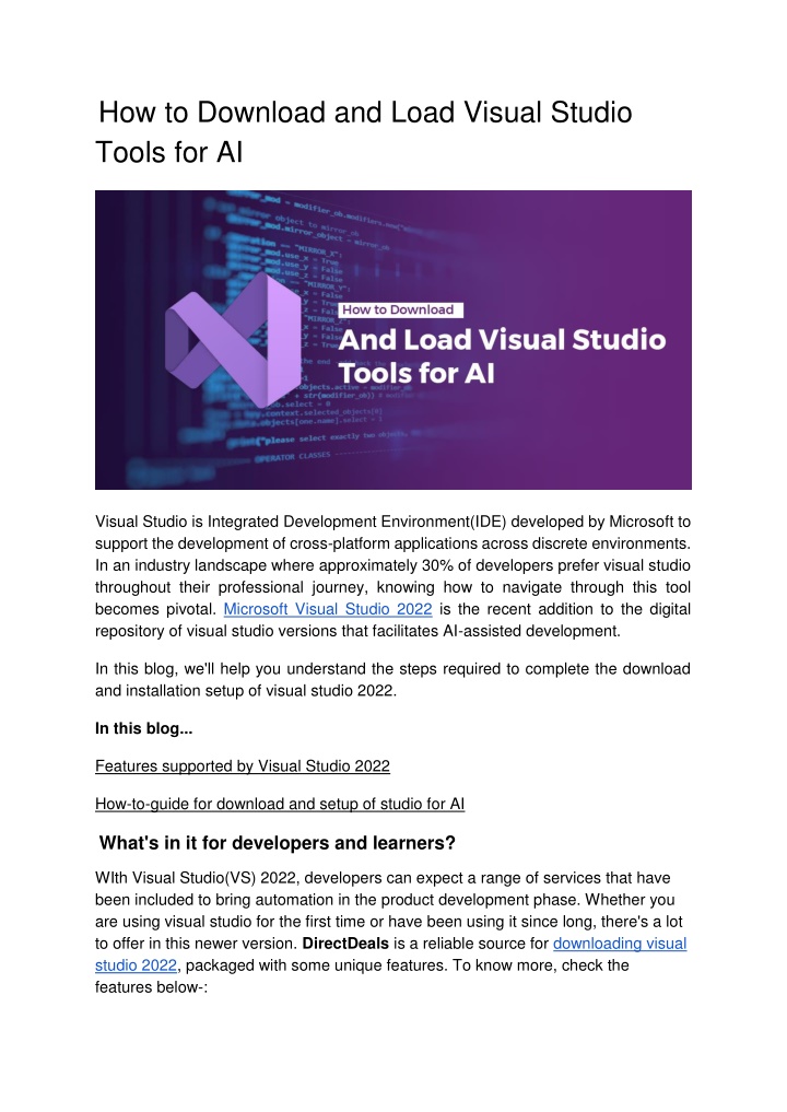 how to download and load visual studio tools