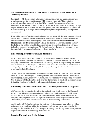 ab technologies recognized as ieee expert
