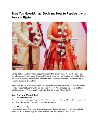 Signs You Have Mangal Dosh and How to Resolve It with Pooja in Ujjain