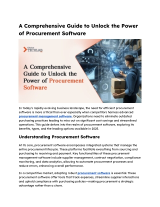 A Comprehensive Guide to Unlock the Power of Procurement Software