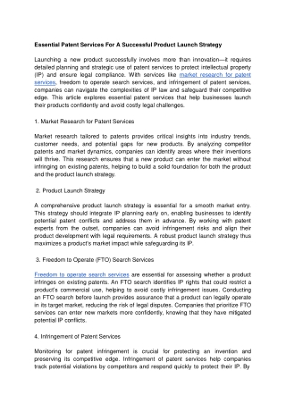 essential patent services for a successful
