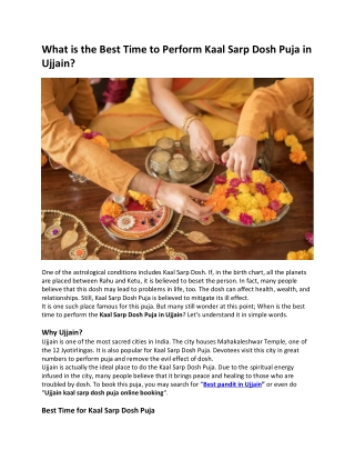 What is the Best Time to Perform Kaal Sarp Dosh Puja in Ujjain