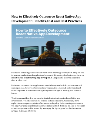 How to Effectively Outsource React Native App Development_ Benefits,Cost and Best Practices