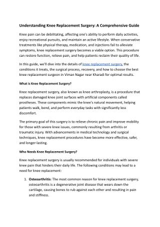 understanding knee replacement surgery