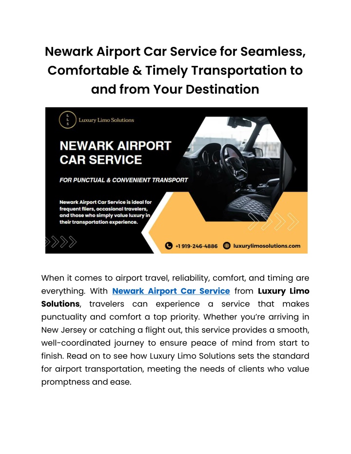 newark airport car service for seamless