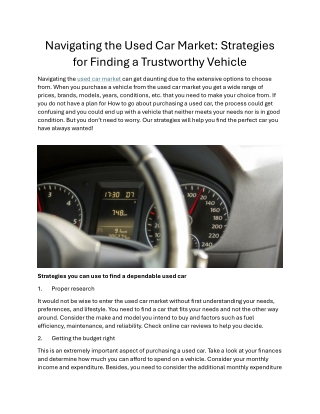 Navigating the Used Car Market Strategies for Finding a Trustworthy Vehicle