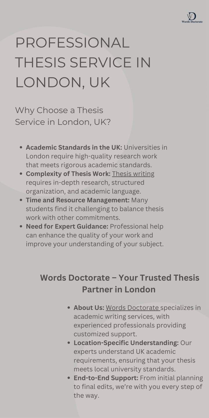 professional thesis service in london uk