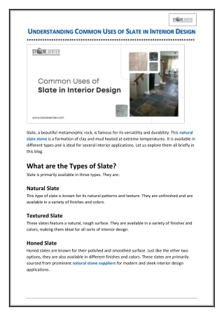 Understanding Common Uses of Slate in Interior Design