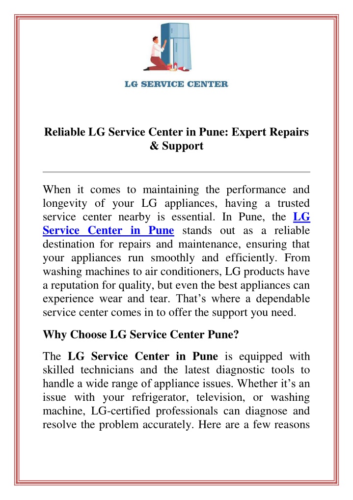 reliable lg service center in pune expert repairs