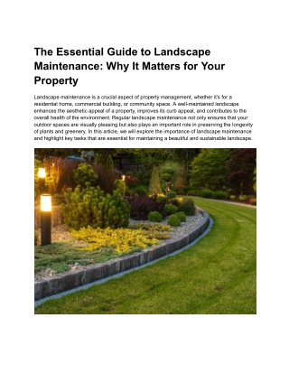 The Essential Guide to Landscape Maintenance_ Why It Matters for Your Property