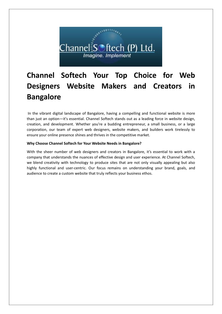 channel softech your top choice for web designers